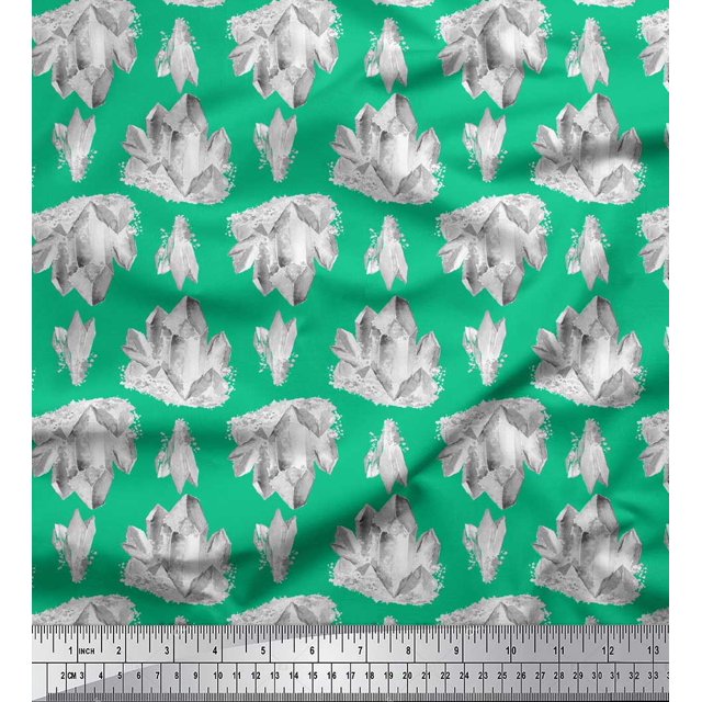 Soimoi Tissu en Poly Georgette Vert Imprimé Océan Iceberg 1 Yard 52 Pouces de Large