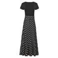 thumbnail image 2 of Qarigey Maxi vestido de manga corta con cuello y estampado de lunares para mujer Vestidos Punto METRO, 2 of 6