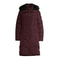 thumbnail image 6 of Big Chill Women's Maxi Chevron Puffer Coat with Faux Fur Trim Hood, 6 of 6