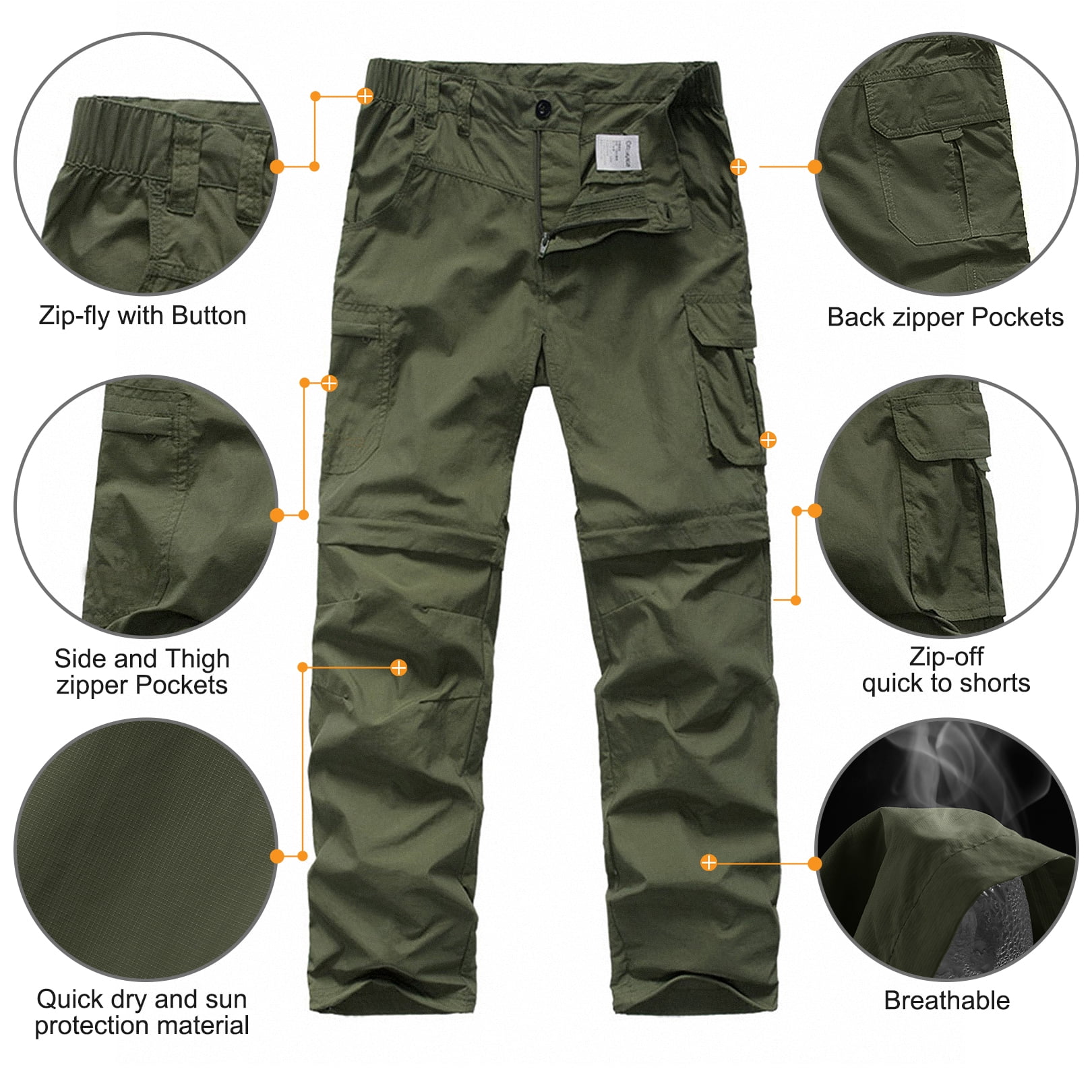 DODOING Men's Convertible Pants Quick Dry Cargo Pants Lightweight Comfort  Stretch Hiking Outdoor Pants - Walmart.com