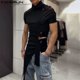 thumbnail image 4 of INCERUN Tops 2024 Camisetas de estilo americano con diseño deconstructivo y hebilla de metal para hombre, camisetas de moda para hombre, camisetas de manga corta sólidas S-5XL, 4 of 5