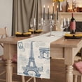 thumbnail image 2 of France Towers Table Runner, Retro Hand-Painted Seal Architectural Art Washable Cotton Linen Table Runners 36 Inches Long, Dresser Scarf Runner for Nightstand/End Tables/Round Tables 13''x36'', 2 of 9