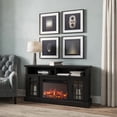 thumbnail image 5 of BELLEZE 58" TV Stand with 23" Electric Fireplace, Fireplace TV Console for TVs up to 65", Home Entertainment Center with Storage Cabinet and Adjustable Shelves - Astorga (Rustic Grey), 5 of 7