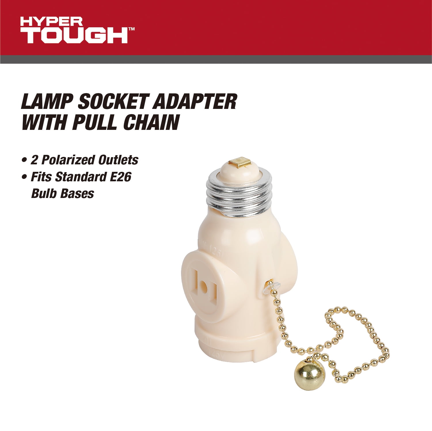 Hyper Tough Lamp Socket Adapter with Pull Chain