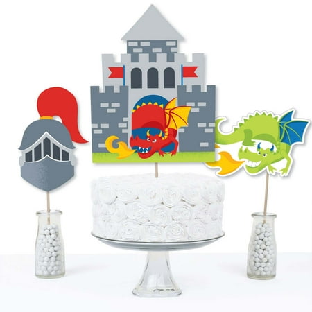 Big Dot of Happiness Calling All Knights and Dragons - Medieval Party or Birthday Party Centerpiece Sticks - Table Toppers - Set of 15