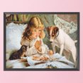 thumbnail image 3 of DIY Kit de bordado completo de punto de cruz impreso perro niña hogar arte regalo manualidades Tmvgtek decoración de arte en el hogar, 3 of 9