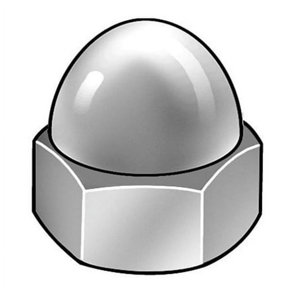 Low Crown Cap Nut, #10-32, Steel, Zinc Plated, 13/32 in H, 50 PK