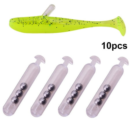 SPRING PARK 10Pcs Worm Jig Fishing Lure Insert Tube Rattles Shake Attract Fly Tie Tying