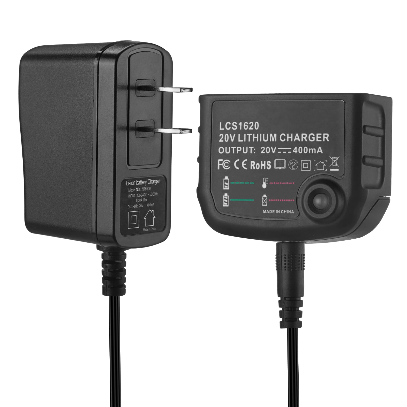 For Black + Decker Battery Charger, 20V Lithium-ion Battery Charger for Porter-Cable LBXR20 PCC685L LCS1620