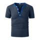 thumbnail image 2 of Camiseta de manga corta con cuello en V y canalé liso para hombre - Verano informal, mezcla de poliéster, vacaciones/oficina - Tallas S-XXXL, 2 of 8