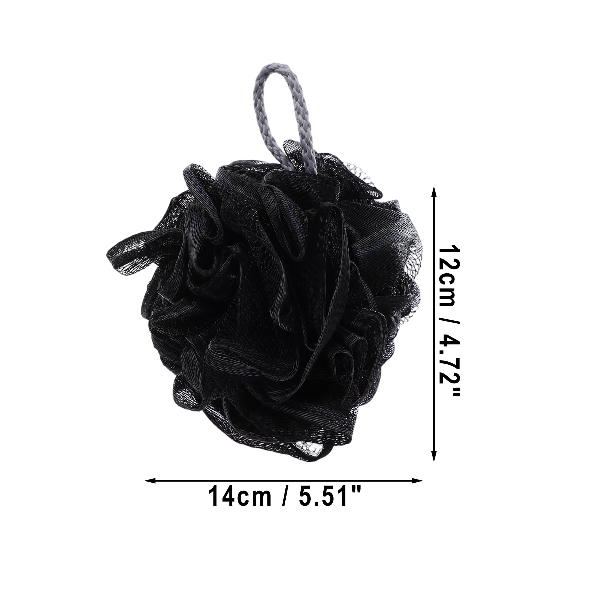 Unique Bargains Durable Bath Shower Loofah Sponge Body Puffs for Bathroom Black