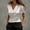 A1_White, variant on Sillenn Women's Satin V-Neck Blouse Puff Short Sleeve Wrap Front Ruched Waist Top Silky Slim Fit Elegant Satin Silk Shirt Dressy Casual Office Work Tops Trendy Going Out Cropped Blouses Black L