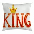 thumbnail image 1 of King Throw Pillow Cushion Cover, Royal King Quote in Capital Lettering with Crown as Dot Vivid Slogan Like Art Print, Decorative Square Accent Pillow Case, 18 X 18 Inches, Red and Gold, by Ambesonne, 1 of 2
