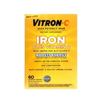 Vitron-C High Potency Iron Plus Vitamin C, Helps Absorb Iron, Gentle on Digestive System, Less Constipation, 60 Coated Tablets