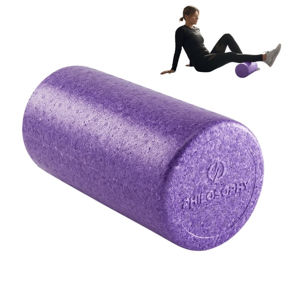 12" High-Density Foam Roller for Exercise, Massage, and Muscle Recovery – Round Purple Foam Roller for Back, Legs, and Deep Tissue Relief