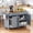 Grey Blue, variant on Chords Attic 59.3" Kitchen Island with Storage, Rubber Wood Drop Leaf, Rolling Kitchen Cart with Trash Can Storage, Power Outlet, Spice & Towel Rack