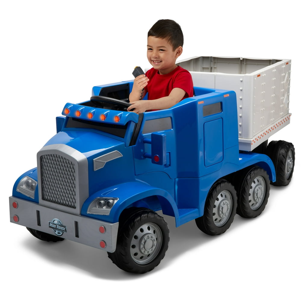 SemiTruck and Trailer RideOn Toy by Kid Trax Blue, Rig
