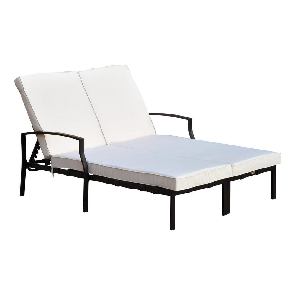 Outsunny 74? Reclining Outdoor Double Lounge Chair Cream