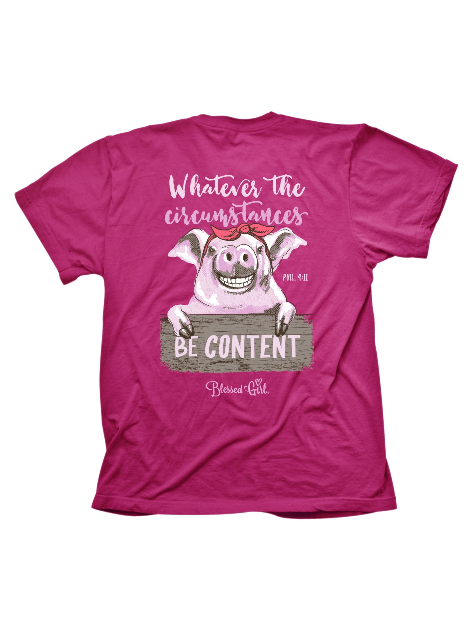 Blessed Girl Womens T-Shirt - Be Content - Heliconia - X-Large