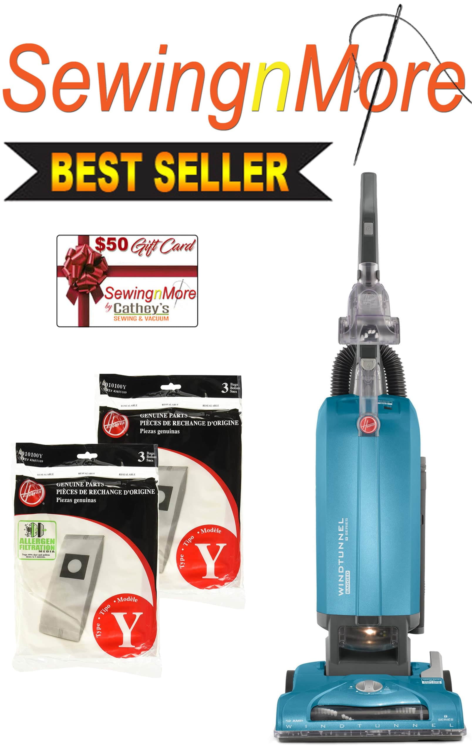 Hoover UH30301 Windtunnel TSeries Tempo Bagged Upright Vacuum w