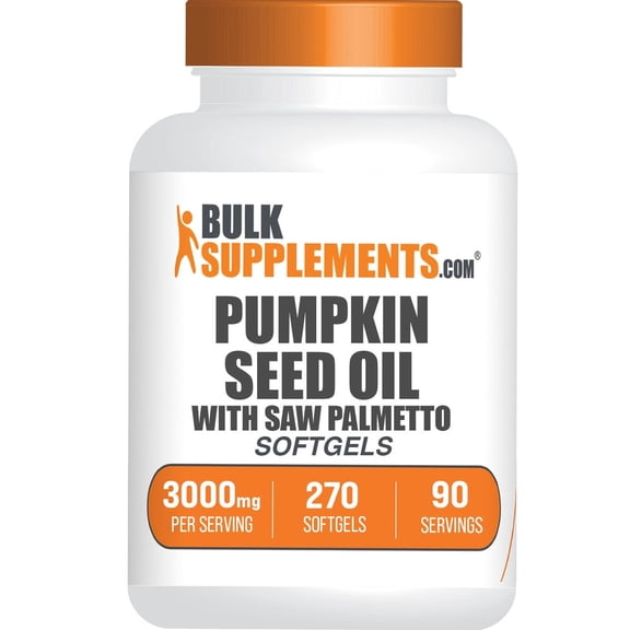 BulkSupplements Pumpkin Seed Oil with Saw Palmetto Softgels - Hair Growth Supplement, Herbal Supplement, 3 Softgels per Serving (3000mg), 270 Count
