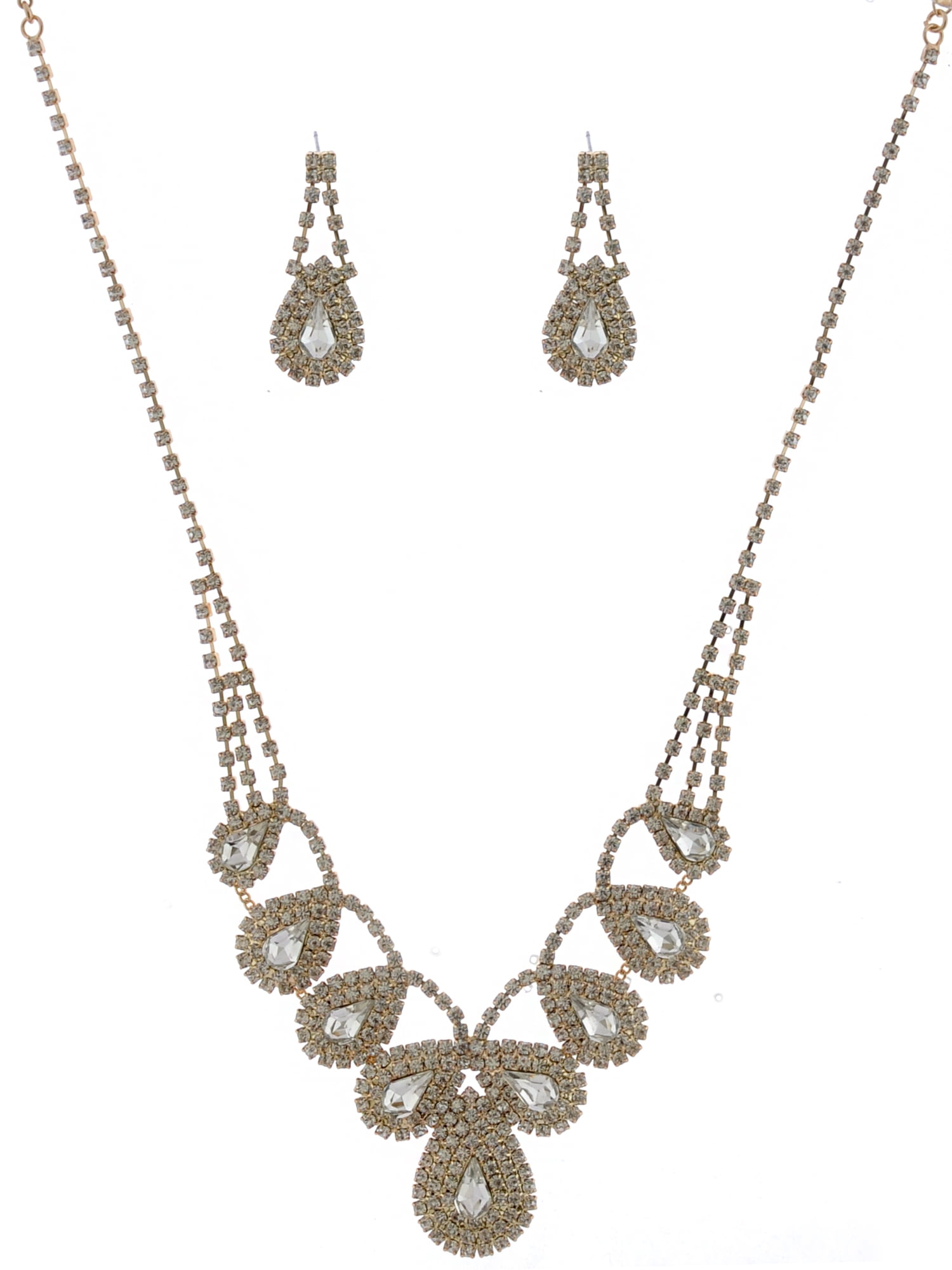 Fashion Jewelry Set Gold Plating Necklace Dangle Earrings Set