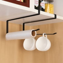 OTVIAP Paper Towel Holder, Under Cabinet Paper Roll Holders (NO Drilling) Steel Roll Paper Rack Hanger Storage Organizer Black