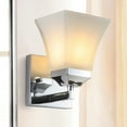 thumbnail image 4 of JONATHAN Y Staunton 5" 1-Light Iron/Glass Modern Cottage LED Vanity Light, Chrome, 4 of 7