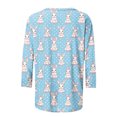thumbnail image 4 of Jinhomg Women's Easter Day Shirt 2025 Trendy Rabbit Printed Tunic Tops Casual Comfy 3/4 Length Sleeve Crew Neck Spring Holiday Blouses Seasonal Sale Light Blue XXXXL, 4 of 6