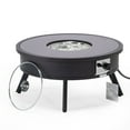 thumbnail image 5 of LeisureMod WBL-29-GL 20 x 29 x 29 in. Walbrooke Outdoor Patio Aluminum Round Fire Pit Side Table with Lid & Fire Glass, Black, 5 of 14