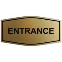 Signs ByLITA Fancy Entrance Sign - Laser-Engraved Lettering | Durable ABS Plastic | Vibrant Colors | Powerful Foam Tape (Brushed Gold) - Small
