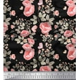 thumbnail image 1 of Soimoi Black Cotton Duck Fabric Leaves,Insect & Floral Artistic Print Fabric by The Yard 56 Inch Wide, 1 of 3