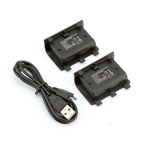 2Pcs 2400mAh Rechargeable Battery Pack + USB Cable For Xbox One Play And