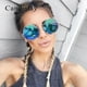 thumbnail image 2 of Gafas de sol con espejo para hombre y mujer, lentes de sol con montura circular redonda de gran tamaño, color morado, UV400, baratas, diseño de marca Fivean unisex, 2 of 2