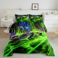 thumbnail image 2 of Manfei Green Car 3pcs King Size Comforter Sets,Sport Car Bedding Comforter Set,Extreme Sport Bedding Set,Lightweight Racing Car Bedroom Decoration,Reversible, 2 of 8