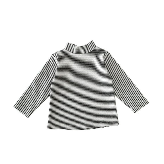 Annhoo Toddler Boys Girls Striped Shirts High Neck Long Sleeve Cotton Tops Infant Fall Casual Comfy Undershirts