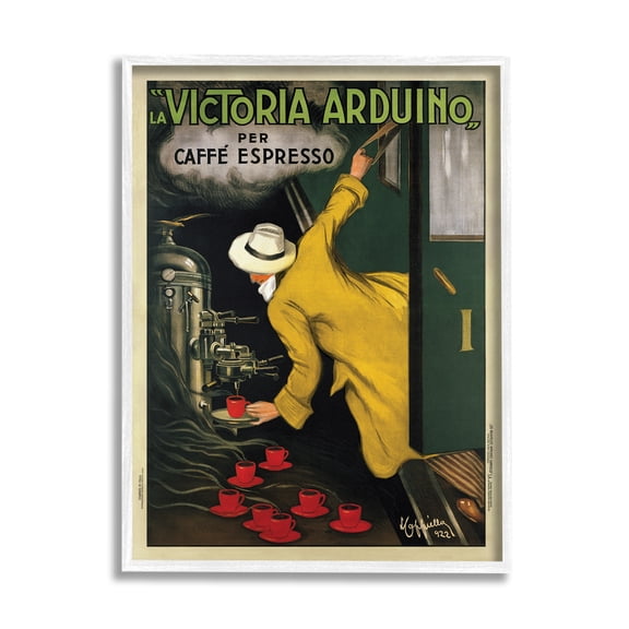 Stupell Industries La Victoria Arduino Cafe Espresso Vintage Inspired Poster Painting Framed Art Print Wall Art, 11x14, By VeeBee