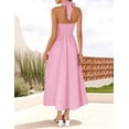 thumbnail image 3 of Vestido ZESICA vestido midi halter sin mangas de verano rosa para mujer, 3 of 6