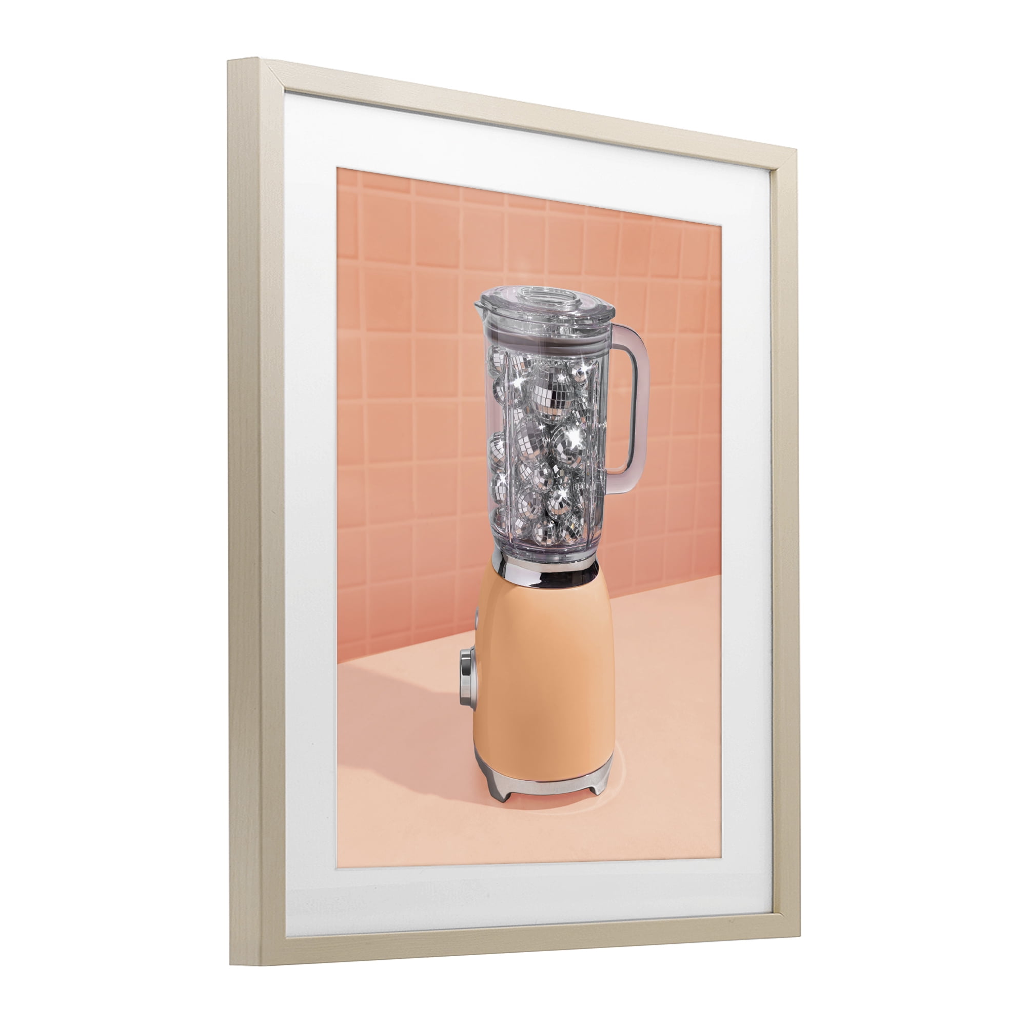 Stupell Industries Disco Drink Blender over Orange Birch Framed Print Under Glass, design by LISH Creative