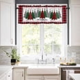 thumbnail image 3 of Red Christmas Kitchen Curtains and Valances Set, Buffalo Grid Xmas Tree Snowflake Plaid Texture Rod Pocket Window Valance Window Curtain Panels for Living Room Bedroom Laundry, 27.5x36in, 3 Pieces, 3 of 7
