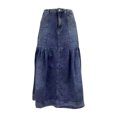 thumbnail image 4 of Letdown Women's Casual Retro High Waist A Line Denim Long Skirt For Women Distressed Hippie Maxi Denim Skirt with Pockets, 4 of 5