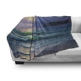 thumbnail image 3 of Nature Soft Flannel Fleece Blanket, Ocean Waves in the Morning an Sun Sky Above Mountain Foggy Horizon Surreal Scenery, Cozy Plush for Indoor and Outdoor Use, 50" x 60", Lilac Teal, by Ambesonne, 3 of 6