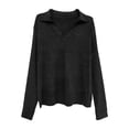 thumbnail image 4 of DHFJKG Long Sleeve Polo Shirts For Women Turndown Collar Solid Color Casual Loose Fit Soft Basic Top Casual Daily Wear, 4 of 4