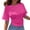 Hot Pink, variant on TrendOFT Womens Crew Neck Half Sleeve Ruched Shirts Summer 2026 Casual Cinched Waist Crop Tops Beige L