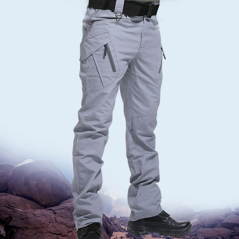 Men's Outdoor Stretch Waterproof Cargo Pants Zip Off Multi Pockets Tactical  Pants Big and Tall Trousers Work Wear