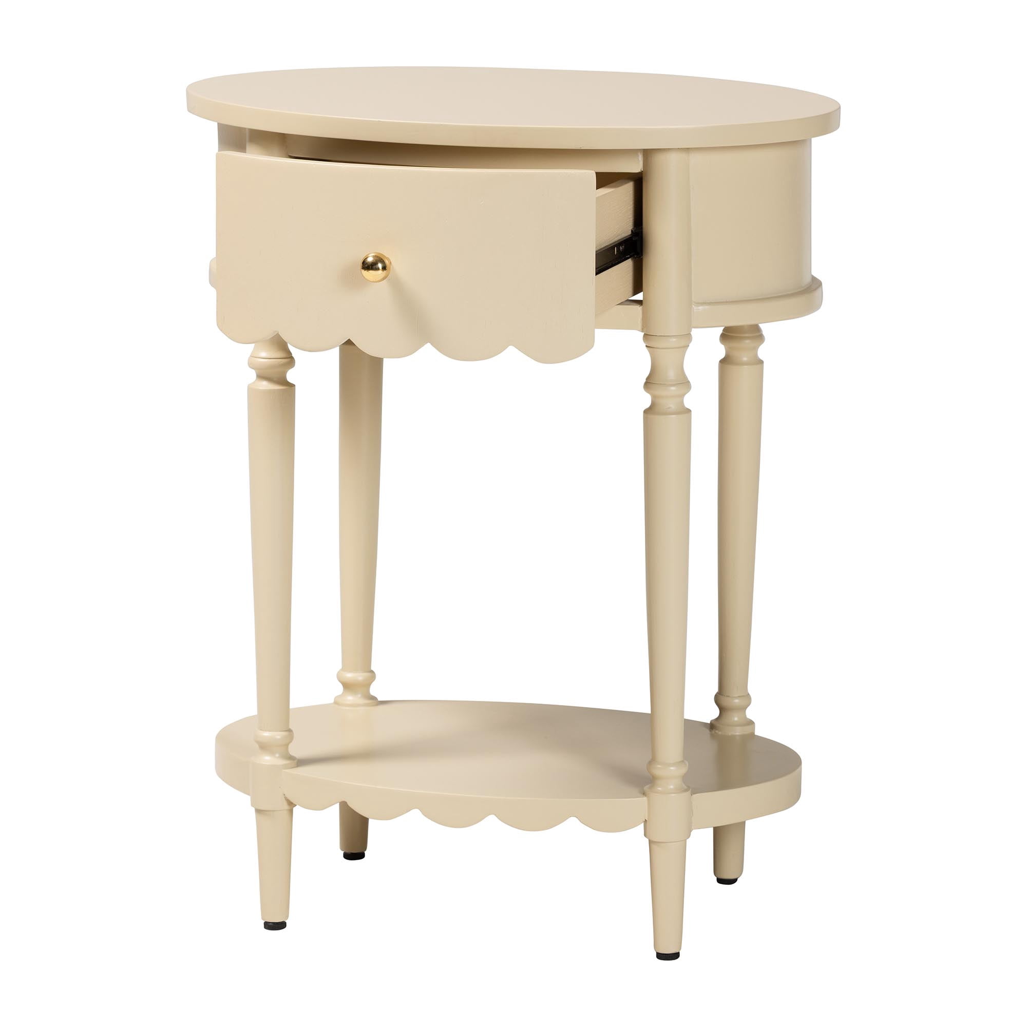 bali & pari Liba Farmhouse End Table, 1-Drawer, Biscotti Beige