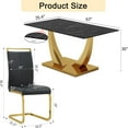 thumbnail image 5 of SUDICA 63" Rectangular Black Faux Marble Tempered Glass Dining Table Set with Gold Metal Base and 4 PU Leather Chairs for Dining Room, 5 of 7