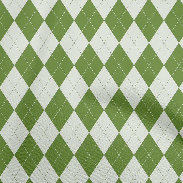 oneOone Tissu Polyester Spandex Vert Matériau de Robe Argyle Tissu Imprimé Tissu au Mètre 56 Pouces de Large