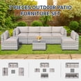 thumbnail image 5 of 7 Pieces Outdoor Patio Furniture Set, Rattan Sectional Sofa with Waterproof Cushions & Coffee Table, for Garden Backyard Deck, Field Gray, 5 of 9