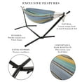 thumbnail image 3 of Pure Garden Brazilian Woven Cotton Double Hammock with Stand Included (Blue/Yellow/White Stripes), 3 of 6